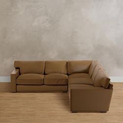 Salem Leather Sectional - Armless Chair, Pecan Leather - Grandin Road