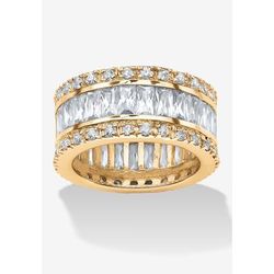 Women's 9.34 Tcw Emerald-Cut Cubic Zirconia Eternity Band In 14K Gold-Plated Sterling Silver by PalmBeach Jewelry in White (Size 7)