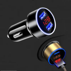 Car Charger For Cigarette Lighter Smart Phone USB Adapter Mobile Phone Charger Dual USB Digital