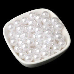 4-20mm White Round Acrylic Beads Plastic ABS Imitation Pearl Loose Beads for Bracelet Necklace 4-20mm Needlework Beads Wholesale