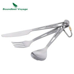 Boundless Voyage Camping Cutlery Set Titanium Spoon Fork Knife Spork Chopsticks Straw Outdoor Tableware Travel Daily Flatware