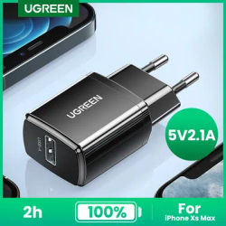 UGREEN USB Charger 5V2.1A Mini Wall Charger EU Adapter Phone Charger for iPhone 8 11 X Mobile Phone