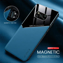 car magnetic holder plexiglass leather texture phone cover for xiaomi poco x3 pro x3pro x 3 nfc