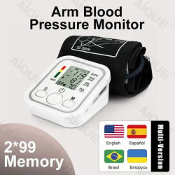 Ukrainian 2 User Voice Digital Arm Blood Pressure Meter 32cm Cuff Medical Automatic Pressure Tonometer Tensiometer Baumanometer
