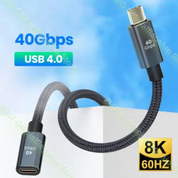 USB4.0 40Gbps Thunderbolt 3 Extension Cable USB Type C to Type C PD 100W 5A Fast Charging Cable