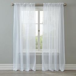 Wide Width BH Studio Crushed Voile Rod-Pocket Panel by BH Studio in White (Size 51" W 108"L) Window Curtain
