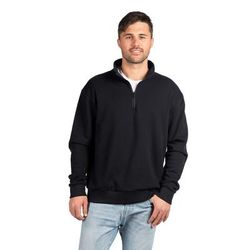 Next Level 9643 Fleece Quarter-Zip T-Shirt in Black size XS | Cotton/Polyester Blend