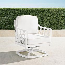 Avery Swivel Lounge Chair with Cushions in White Finish - Sailcloth Air Blue - Frontgate