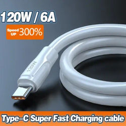 120W 6A USB Type C Cable Fast Charging Cable For Xiaomi OPPO POCO Samsung Mobile Phone Power Bank