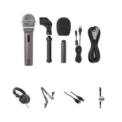 Samson Q2U Recording & Podcasting Kit with Microphone, Crane Arm, Cables, and Stra SAQ2U