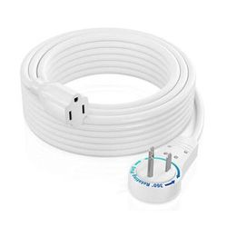 Maximm Cable 360° Rotating Flat Plug 16 AWG Extension Cord (25', White) ADW-360-3125-W