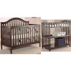 SB2 Lynn 2 Piece Nursery Set in Merlot - Crib & Dressing Table