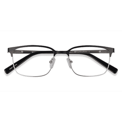 Unisex s rectangle Black Silver Metal Prescription eyeglasses - Eyebuydirect s Manchester