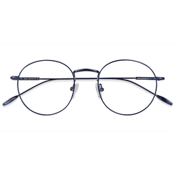 Unisex s round Navy Metal Prescription eyeglasses - Eyebuydirect s Novel