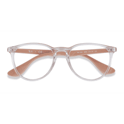 Female s round Clear & Pink Beige Plastic Prescription eyeglasses - Eyebuydirect s Ray-Ban RB7046