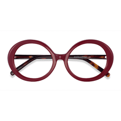 Female s round Burgundy Tortoise Acetate Prescription eyeglasses - Eyebuydirect s Voila