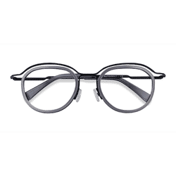 Female s round Gray Black Acetate,Metal Prescription eyeglasses - Eyebuydirect s Facet
