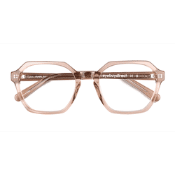 Unisex s square Crystal Brown Acetate Prescription eyeglasses - Eyebuydirect s Flare