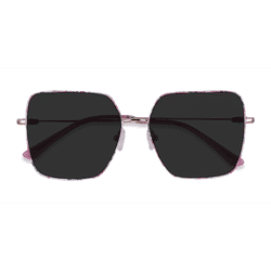 Female s square Shiny Rose Gold Red Floral Metal Prescription sunglasses - Eyebuydirect s Fleur