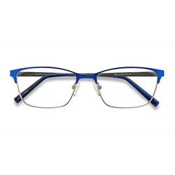 Unisex s rectangle Blue Metal Prescription eyeglasses - Eyebuydirect s Cascade