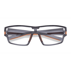 Unisex s rectangle Clear Gray Orange Plastic Prescription eyeglasses - Eyebuydirect s Weld