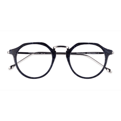 Female s round Blue Floral Acetate,Metal Prescription eyeglasses - Eyebuydirect s Phoebe