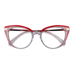 Female s horn Clear Red Acetate,Metal Prescription eyeglasses - Eyebuydirect s Friday