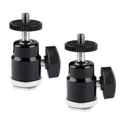 CAMVATE 1/4"-20 Mini Ball Head & Shoe Mount Adapter (2-Pack) C1975