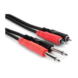 Hosa Technology Two 1/4" Phone Male to Two RCA Male Unbalanced Cable (Molded Plugs) - 6.6' CPR-202