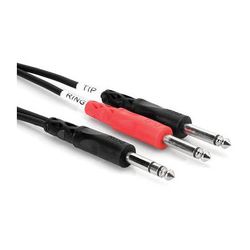 Hosa Technology Stereo 1/4" Male to 2 Mono 1/4" Male Insert Y-Cable - 6.5' STP-202