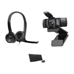 Logitech C920s HD Pro Webcam and USB Headset with Mouse and Keyboard Combo Kit 960-001257