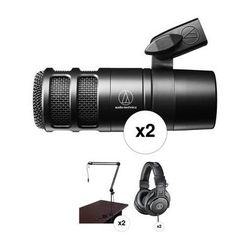 Audio-Technica AT2040 Two-Person Podcast Microphone Kit with Broadcast Arm and Headphones AT2040