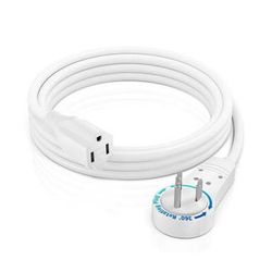 Maximm Cable 360° Rotating Flat Plug 14 AWG Extension Cord (6', White) ADW-360-3106-14W