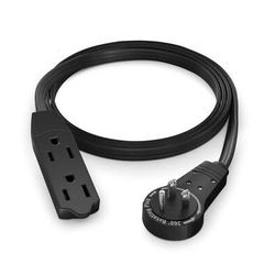 Maximm Cable Original Style 360° Rotating Flat Plug Extension Cord (3', Black) ADW-360-3303-B