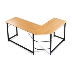 Luxxetta Used L-Shaped Office Computer Desk (Beige Table & Black Frame) BF-CD10BEG