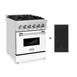 "ZLINE 24" 2.8 cu. ft. Electric Oven and Gas Cooktop Dual Fuel Range with Griddle and White Matte Door in Stainless Steel (RA-WM-GR-24) - Zline Kitchen and Bath RA-WM-GR-24"