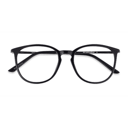 Unisex s round Black Plastic, Metal Prescription eyeglasses - Eyebuydirect s Naomi