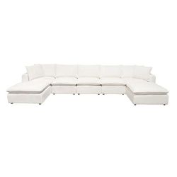 Ivy 7-Piece Dual Chaise Sectional in White Faux Shearling w/ Feather Down Seating by Diamond Sofa - Diamond Sofa IVY3AC2SC2OTWH