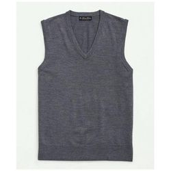Brooks Brothers Men's Fine Merino Wool Sweater Vest | Grey Heather | Size Small