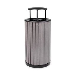 Alpine Industries ALP4400-01-GRY-RB 32 Gallon Outdoor Trash Container w/ Rain Bonnet Lid- Polystyrene, Gray