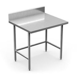 Winholt DTB-3048 48" 16 ga Work Table w/ Open Base & 300 Series Stainless Steel Flat Top, 6" Backsplash