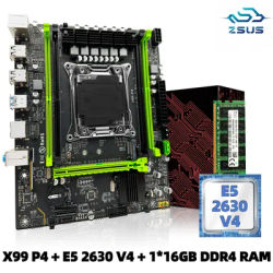 ZSUS X99 P4 Motherboard Set Kit With Intel LGA2011-3 Xeon E5 2630 V4 CPU DDR4 16GB (1*16GB) 2133MHZ RAM Memory NVME M.2 SATA
