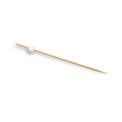 Front of the House AST014WHB83 4 1/2" Bamboo Ball Pick, White, Case of 12