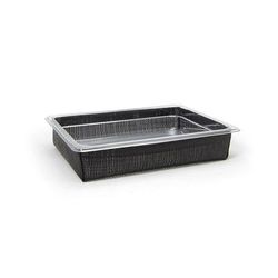Front of the House BHO136BKV21 Rectangular Ice Housing / Pan Set- 12 3/4" x 10 1/2" x 2 1/2", Woven Vinyl, Black