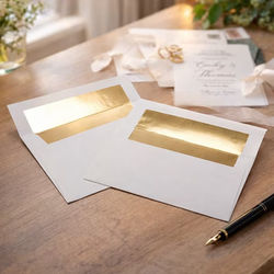 A7 Size Gold Foil Lined White Wedding Invitation and Greeting Card Envelopes Envelope Size: 7 1/4" x 5 1/4" fits A7 50 Envelopes