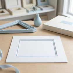 Double Mats, Ivory/Light Blue 11" x 14" Outer Cut, 7 5/8" x 9 5/8" Inner Cut 10 Pack