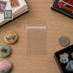 Small Resealable Flap Seal Closure Clear Bags For Tags and Small Cards Bag Size: 2 11/16" x 3 9/16" 100 Bags Crystal Clear Bags