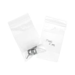 LDPE Zip Bags, 2 mil White Block 3" x 5" 100 pack