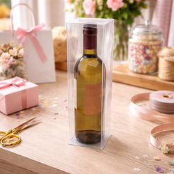 Clear Wine Box with a Pop & Lock Bottom 3 3/8" x 3 3/8" x 12 5/8" 25 pack