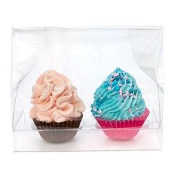 Tiny Double Mini Cupcake Paper Bottom Gusset Bag & Clear Mini Cupcake Tray Insert Set 5" x 2 1/4" x 5" 100 Sets Crystal Clear Bags